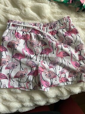 Janie and Jack Pink Flamingo Print Swim Trunks